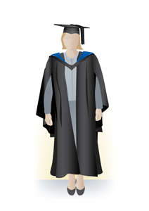 Bachelor degree academic dress, front