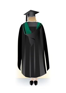 Masters academic dress, back