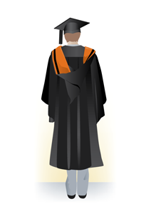 Bachelor degree (Honours) academic dress, back