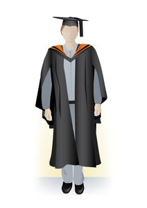 Bachelor degree (Honours) academic dress, front