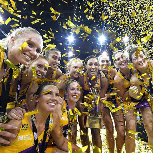 Sunshine Coast Lightning celebrate winning the 2017 grand final