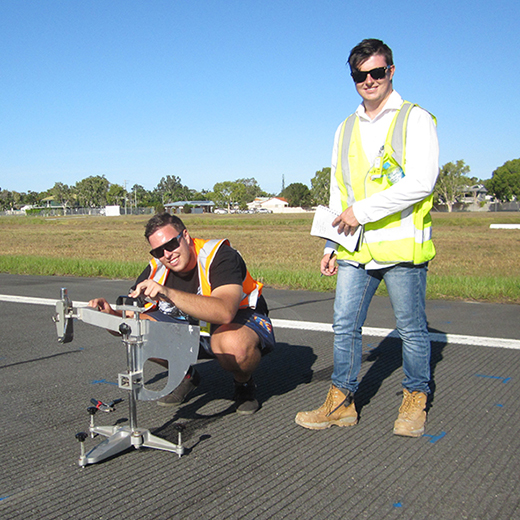 Civil Engineering Honours students Scott Wallace and Fraser McLachlan at Sunshine Coast Airport 