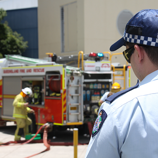 Police and fire crews attend an emergency training exercise at USC