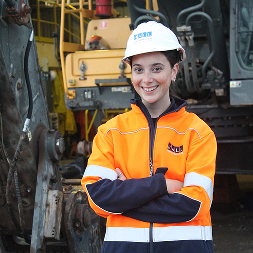 Honours in Civil Engineering graduate Georgia Kelly at Hall Contracting site