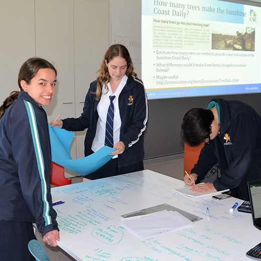Students from Chancellor State College compete in the Maths Modelling Challenge at USC.
