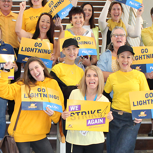 USC staff wear yellow to work in support of Sunshine Coast Lightning in the grand final