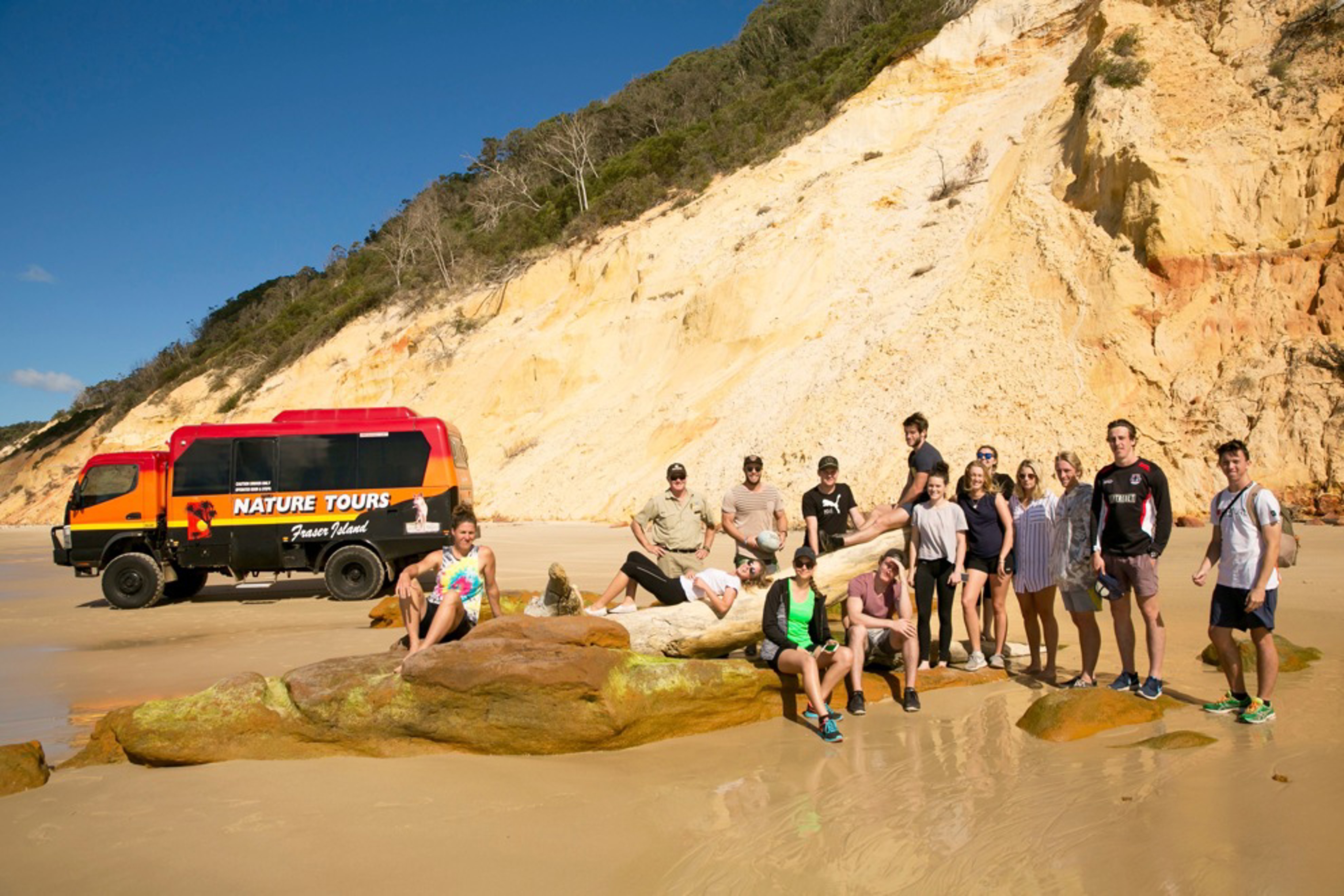 Four wheel driving on Fraser Island - Bachelor of Recreation and Outdoor Environmental Studies students.