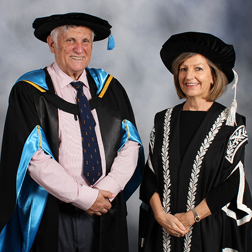 Honorary Doctor John Marsden and Vice-Chancellor Professor Helen Bartlett