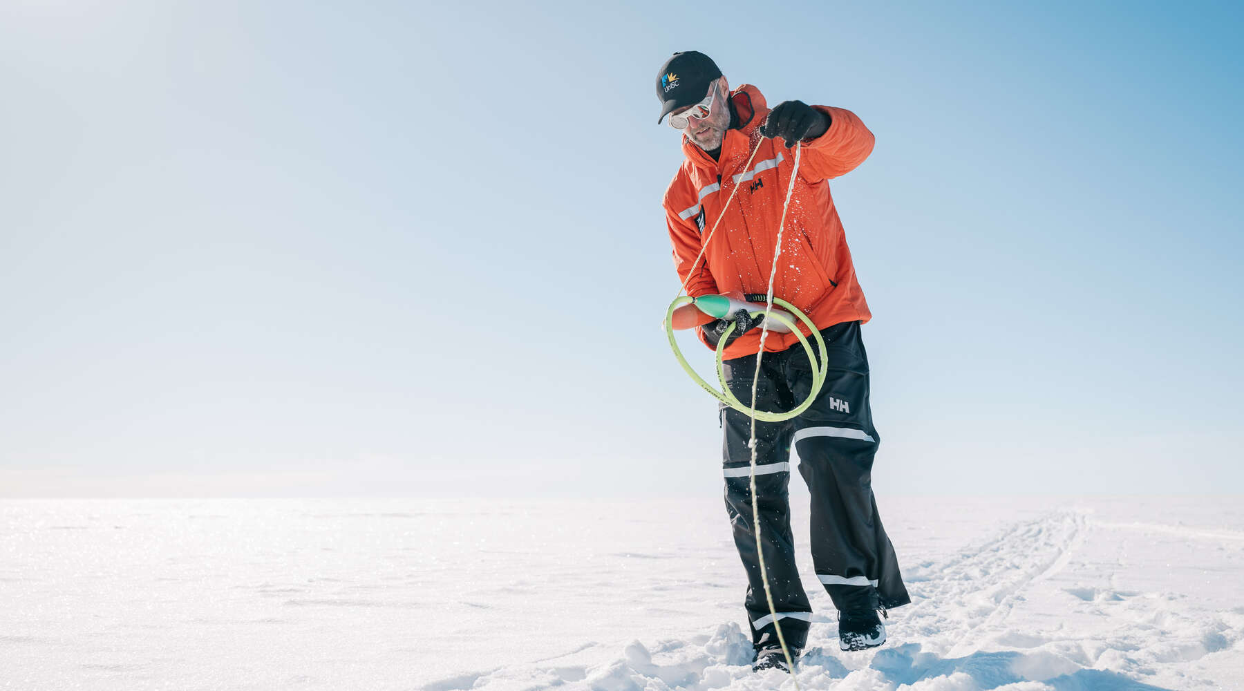 Adrian McCallum using scientific equipment