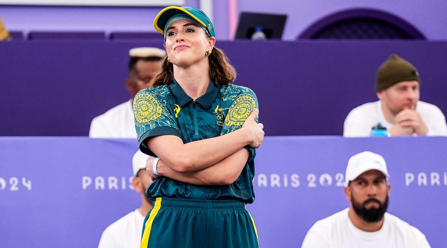  B-Girl Raygun of Team Australia looks on before competing in the B-Girls Round Robin during Day 14 of Breaking - Olympic Games Paris 2024