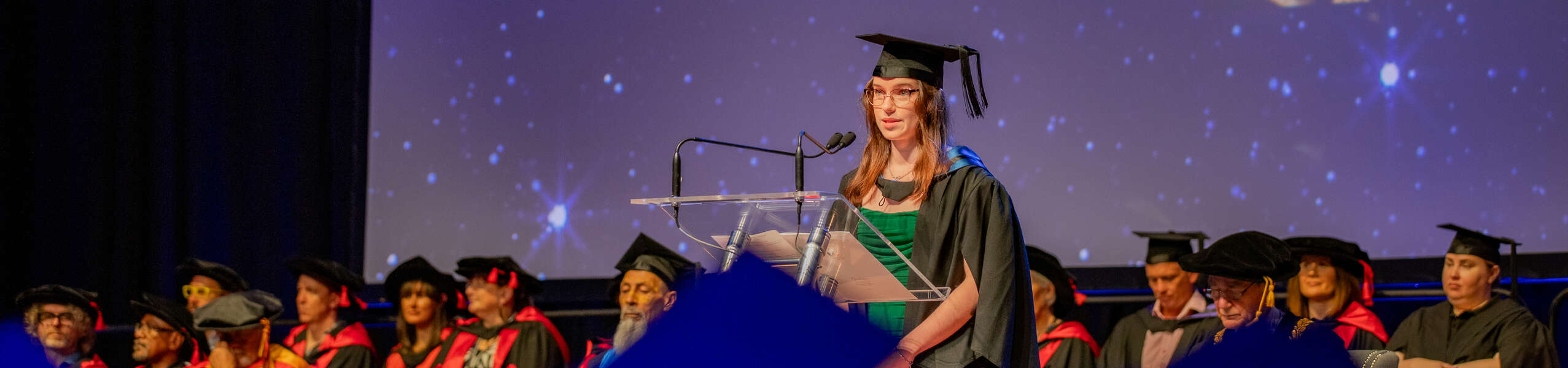 university medallist jessica cherry addressing graduation