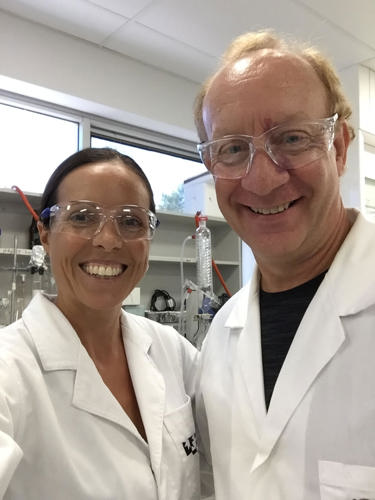 In the lab: Dr Biddulph with her PhD supervisor Dr Mark Holmes