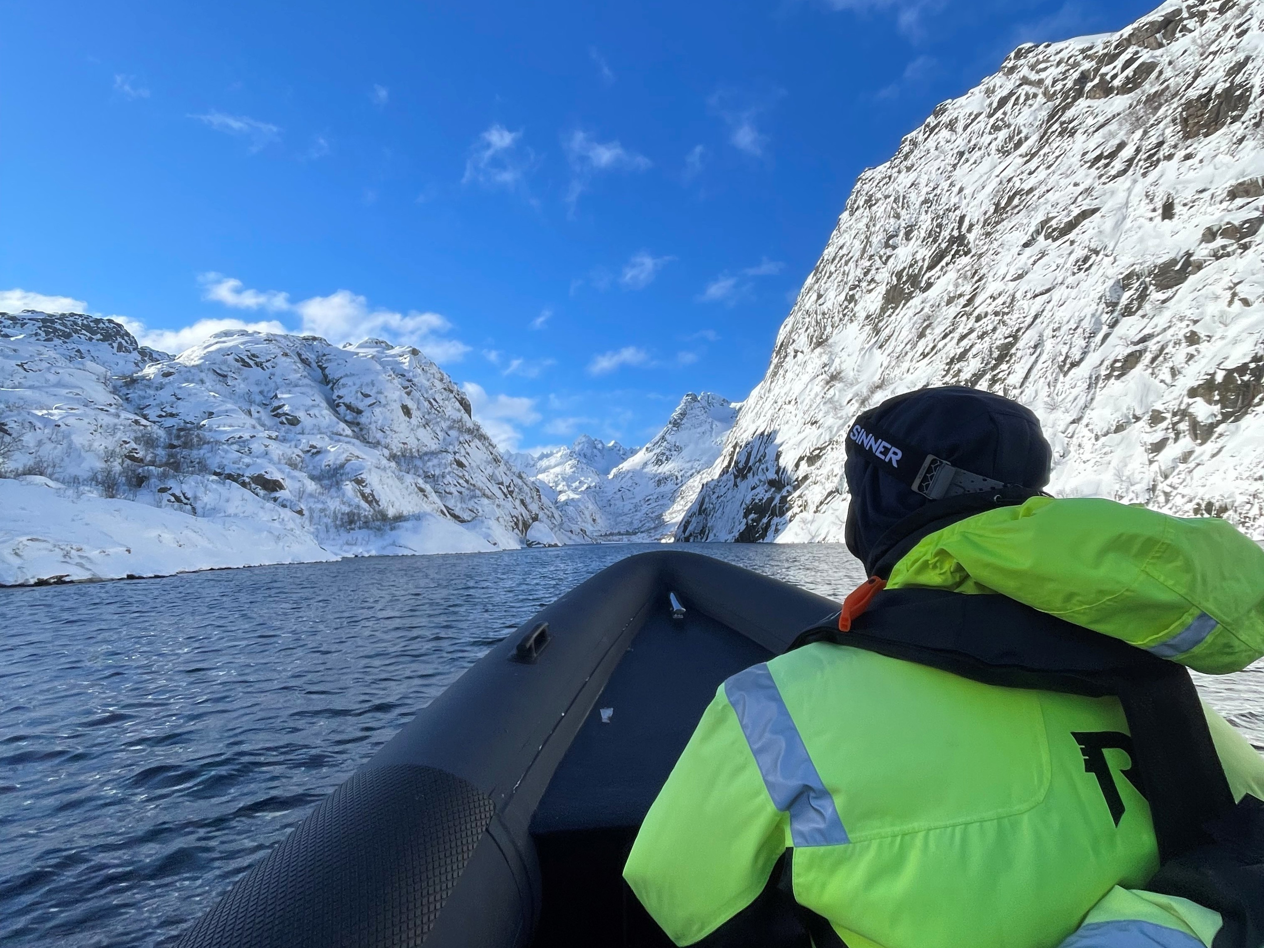 Jack Barden in a boat in Norway.