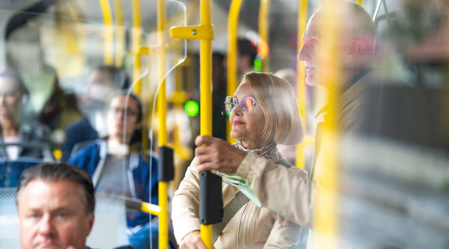 people riding the bus