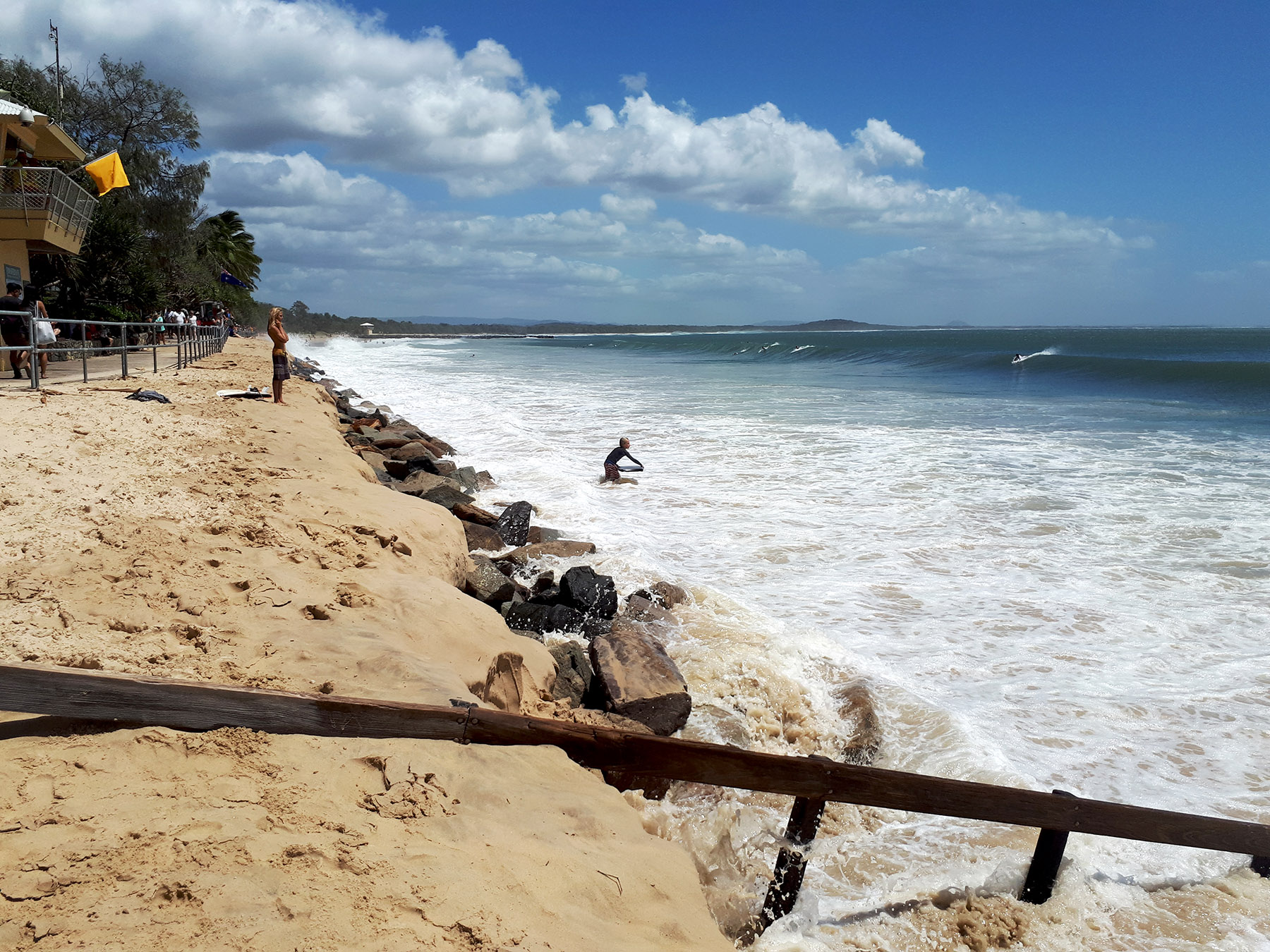 Erosion of Noosa's Main Beach by big seas whipped up by Tropical Cyclone Oma, February 2019.