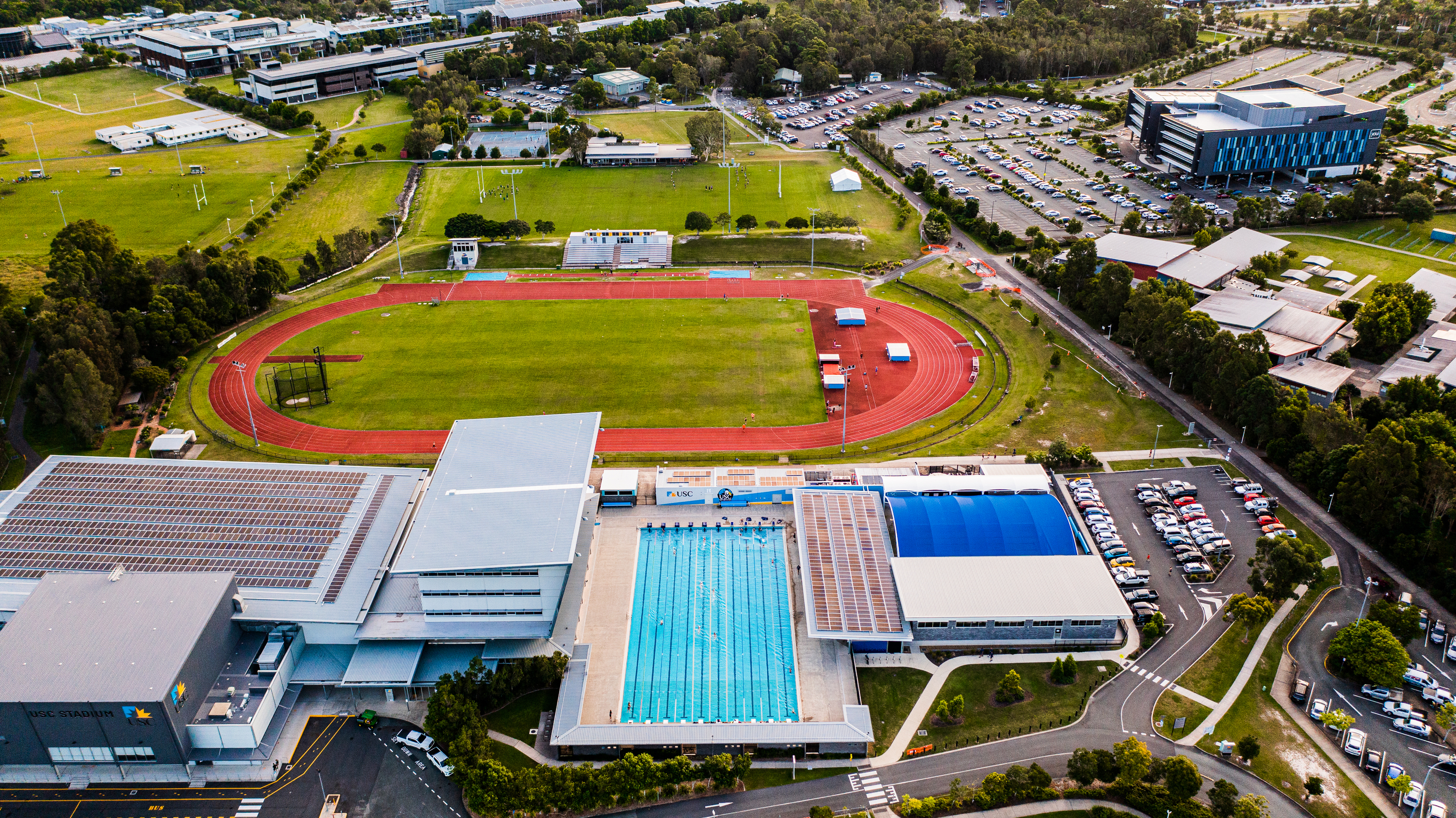 Drone aerial view of UniSC Sport precinct