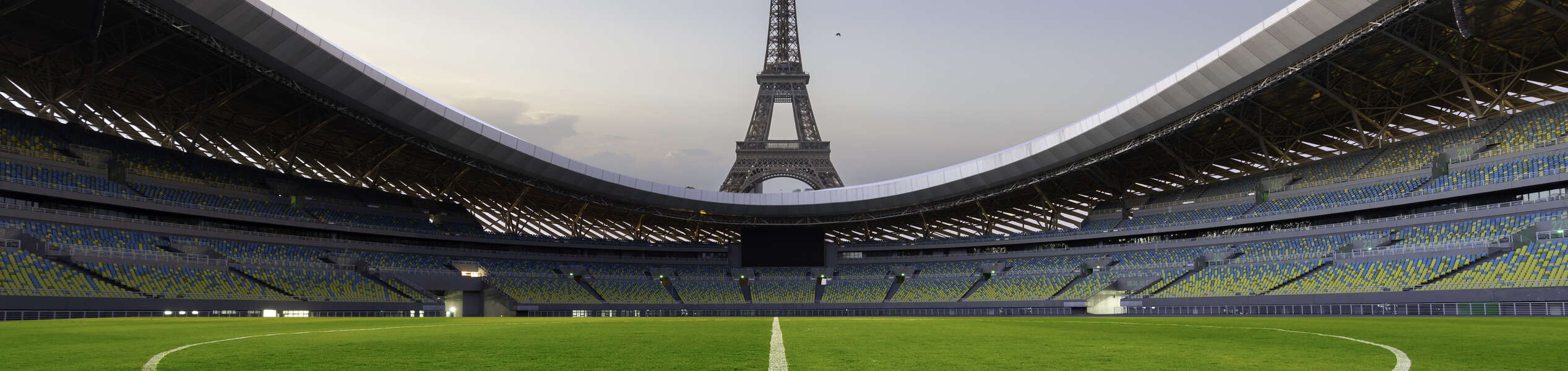 Soccer field and Eiffel tower 