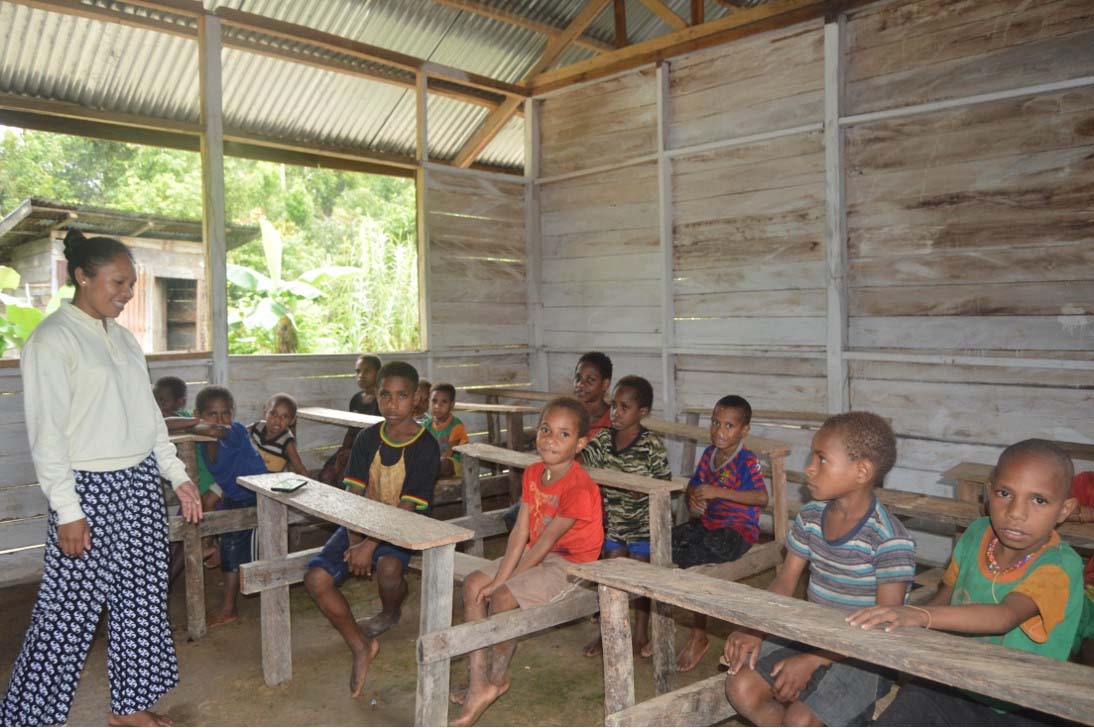 Korowai students in a remote area of Indonesian Papua